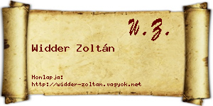 Widder Zoltán névjegykártya