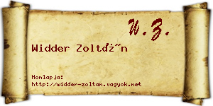 Widder Zoltán névjegykártya